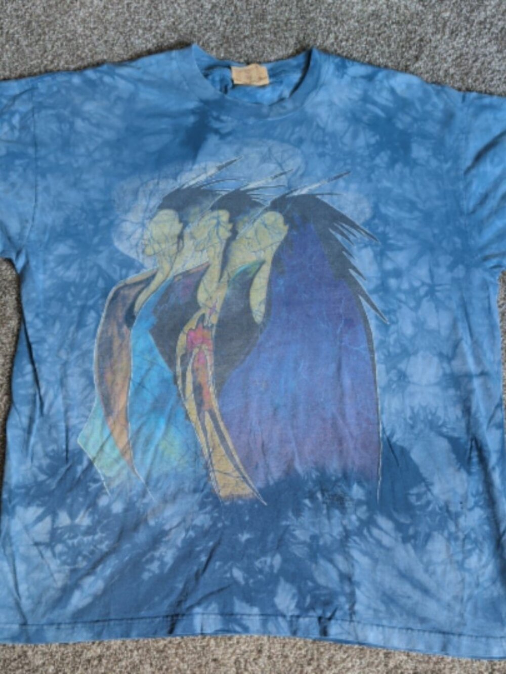Vintage 1998 The Mountain Tie-Dye Native Tribal Art Size 2XL Leather Tag